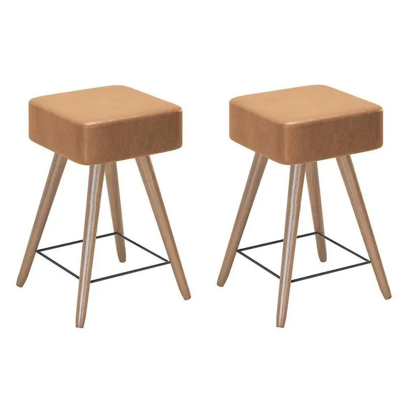 Kit 2 Banco Banqueta Rio Baixa 50cm Couríssimo Amarula - Salaone Amarula