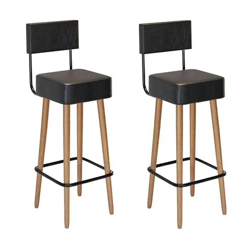 Kit 2 Banquetas Barcelona 96cm Couríssimo Preto - Salaone