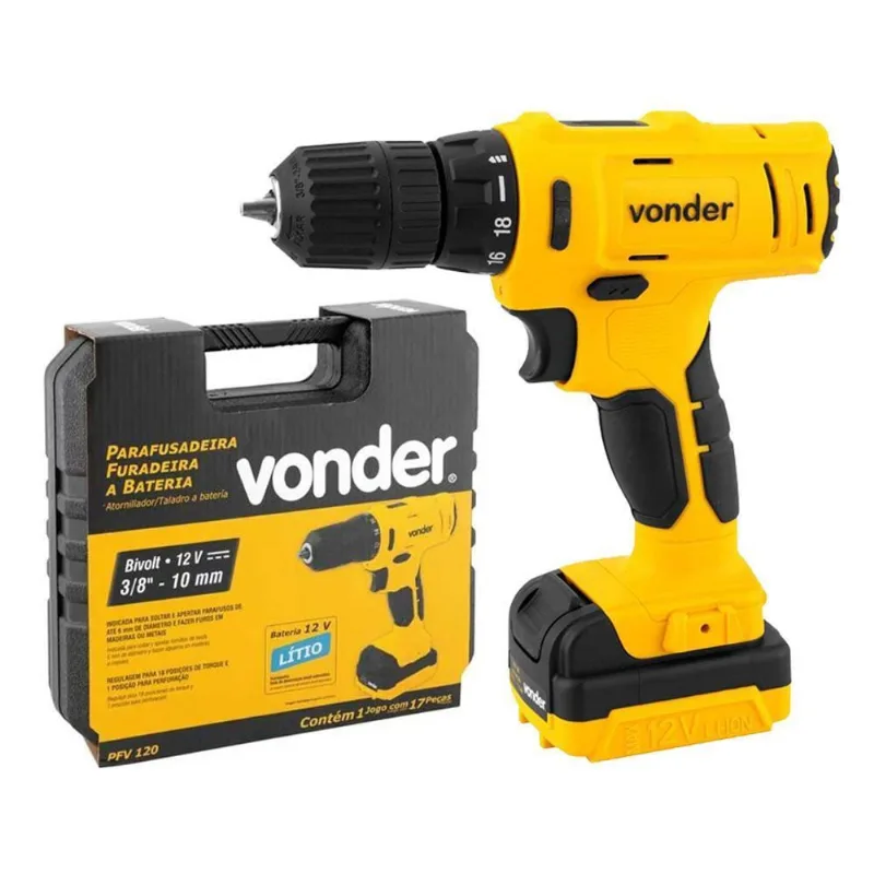 Parafusadeira/furadeira impacto A bateria vonder 3/8 PFV120