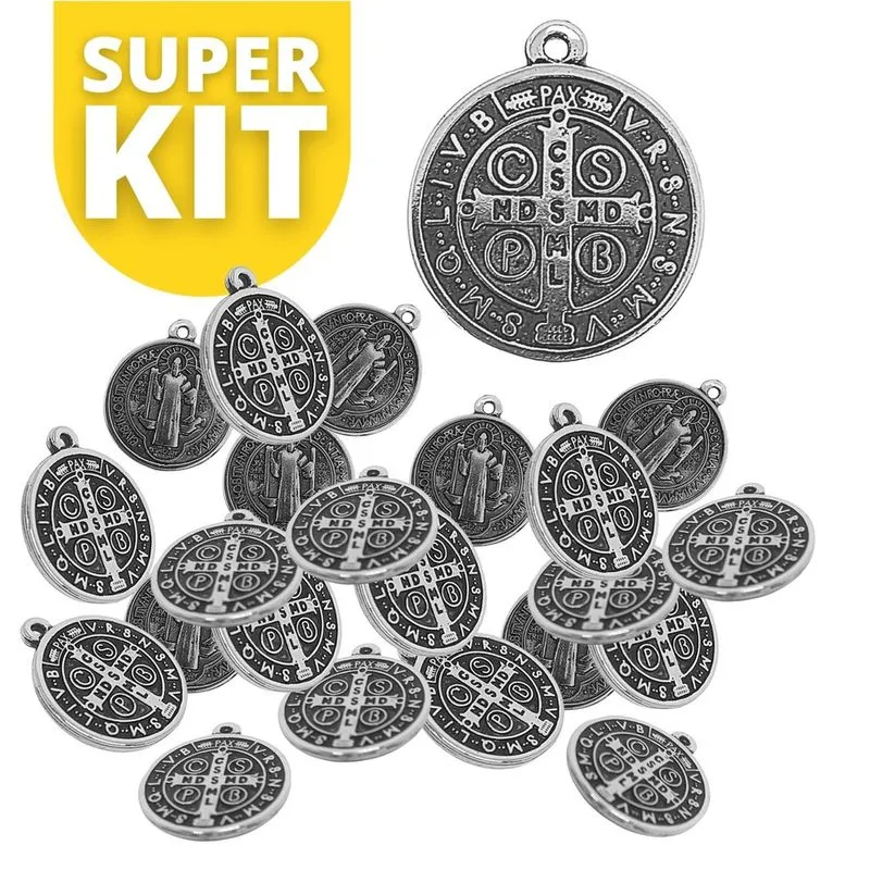 Kit 1000 Medalha De São Bento Prata 2,6cm Atacado Revenda