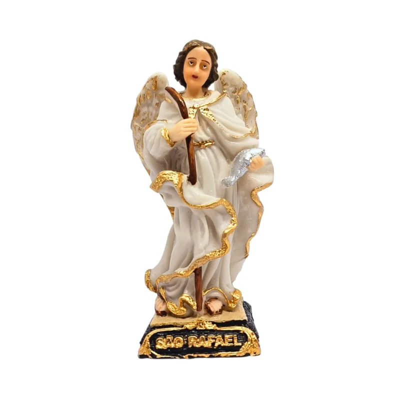 São Rafael Arcanjo 14cm Resina Imagem Anjo Cura Proteção Fé Presente