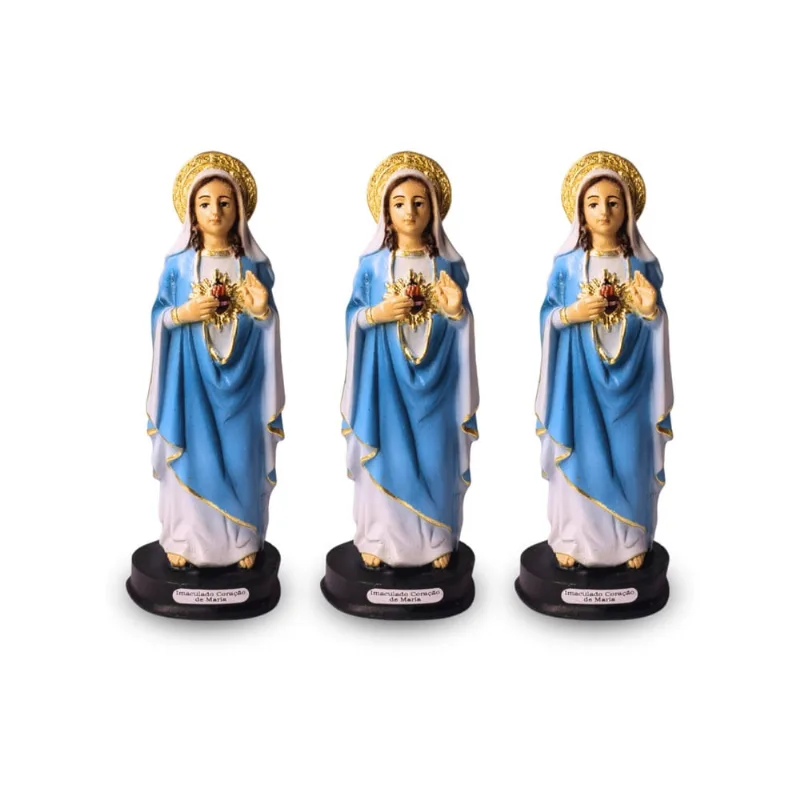 Kit 10 Imagem Imaculado Sagrado Coração De Maria 15cm Resina