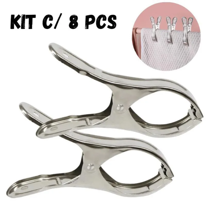 Kit 8 Prendedor Edredom Roupa Pesada Pregador Aço Inox