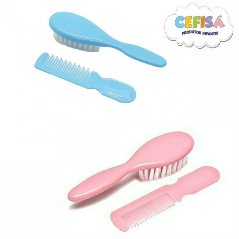 Conjunto Pente Escova Infantil Higiene Bebe Cerdas Macias