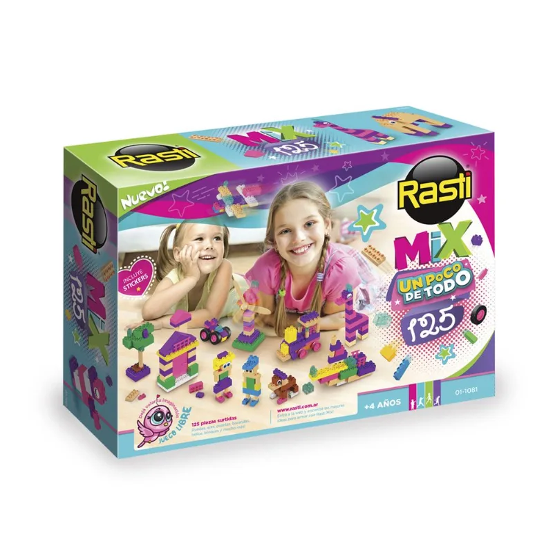 Juguete para construir Rasti mix juego libre 125 piezas