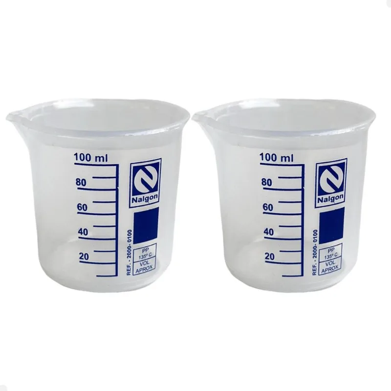 Kit 2 Béquer Becker Plástico 100ml Forma Baixa Autoclavável
