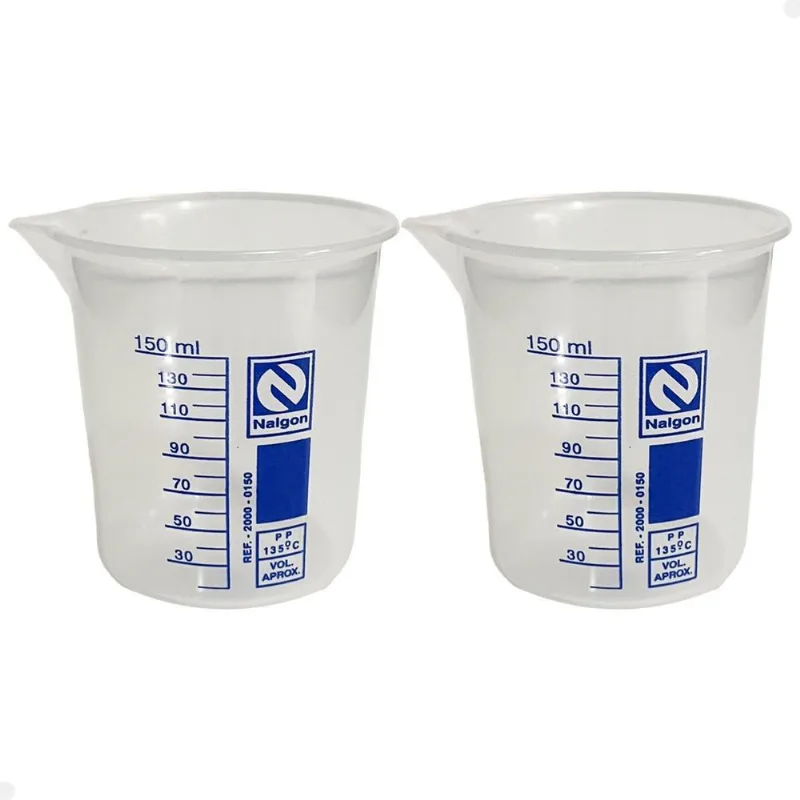 Kit 2 Béquer Becker Plástico 150ml Forma Baixa Autoclavável