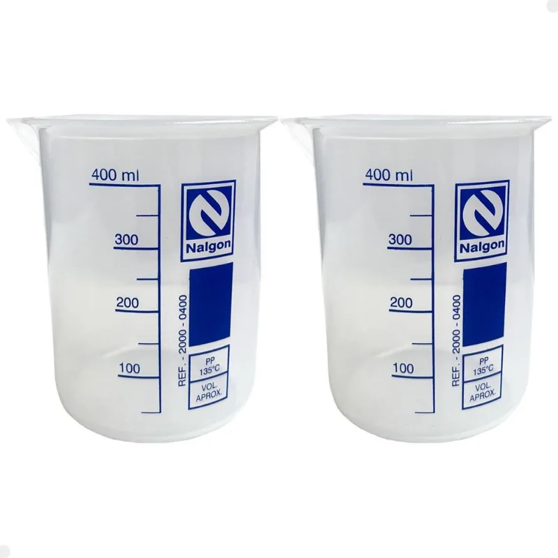 Kit 2 Béquer Becker Plástico 400ml Forma Baixa Autoclavável