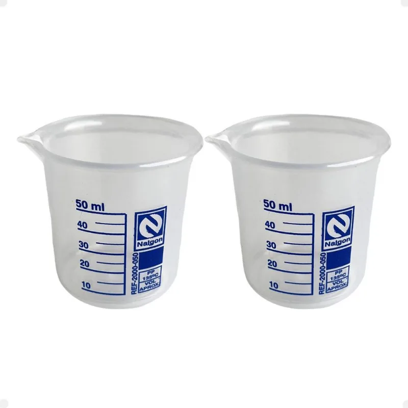 Kit 2 Béquer Becker Plástico 50ml Forma Baixa Autoclavável