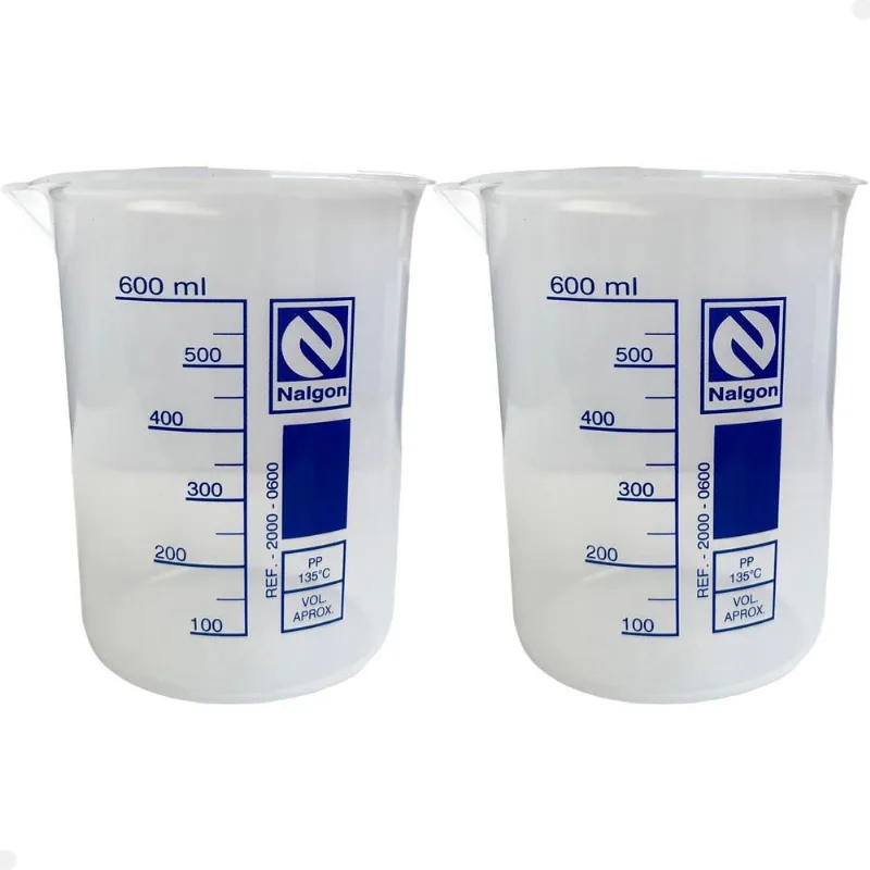Kit 2 Béquer Becker Plástico 600ml Forma Baixa Autoclavável