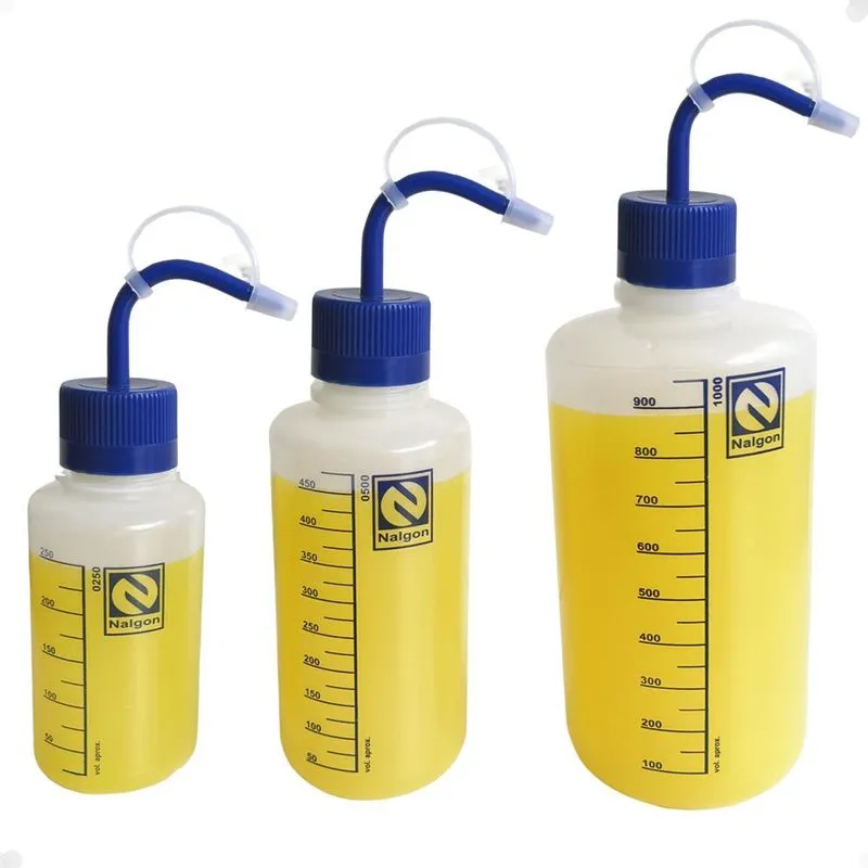 Kit 3 Frasco Dosador Pisseta 250ml 500ml 1000ml Bico Curvo
