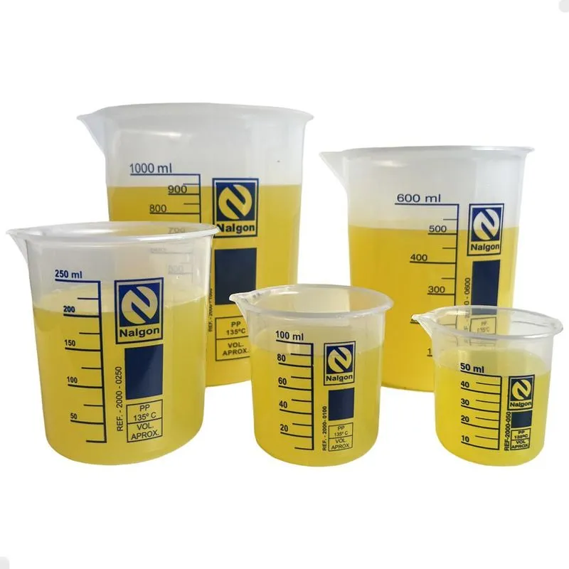 Kit 5 Béquer Plástico 50-100-250-600-1000 Ml Jarra Graduada