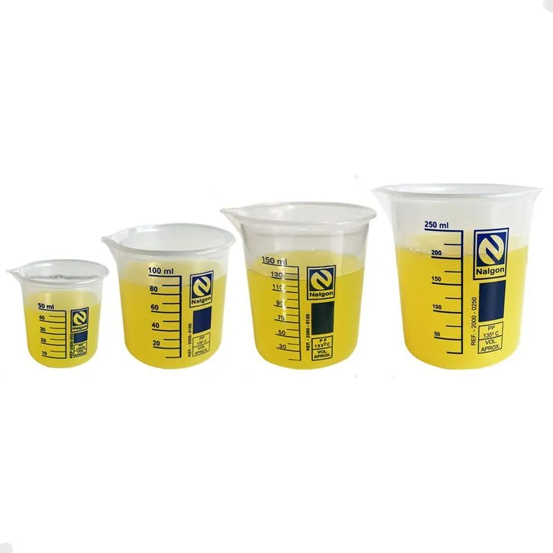 Kit 4 Béquer Plástico 50-100-150-250 Ml Jarra Graduada
