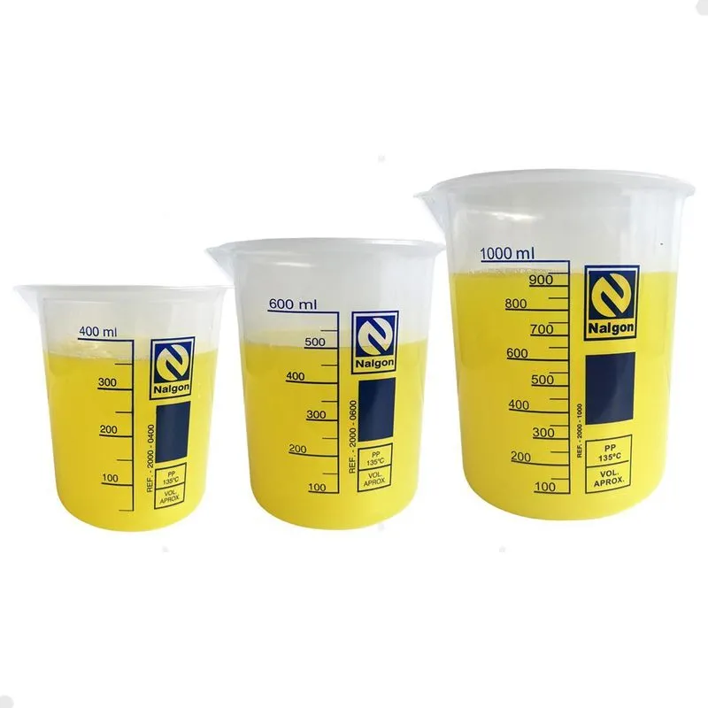 Kit 3 Béquer Plástico 400-600-1000 Ml Jarra Graduada