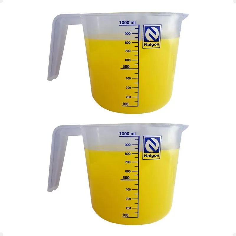 Kit 2 Jarra Graduada 1000ml Polipropileno Autoclavável Nalgo