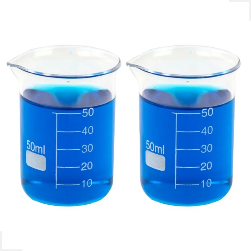 Kit 2 Béquer 50ml Becker De Vidro Forma Baixa Graduado
