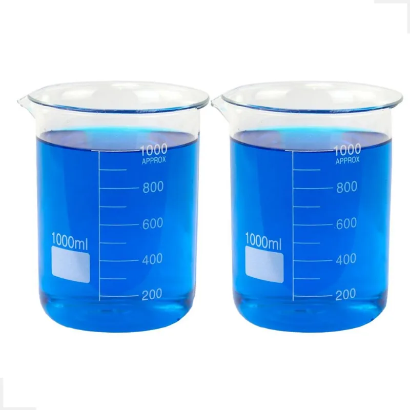 Kit 2 Béquer 1000ml Becker De Vidro Forma Baixa Graduado