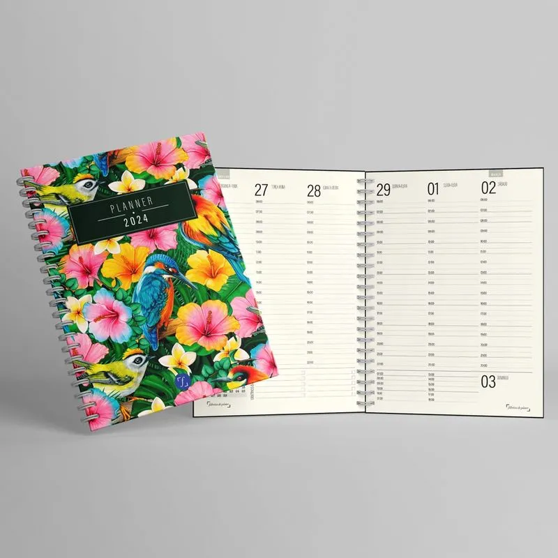 Planner Agenda - 2024 - Beija-Flor Tropical - Capa Dura com 160 Páginas