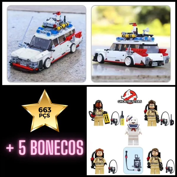 Ectomovel Caça Fantasmas carro com 5 Bonecos LetsGo 663 pcs