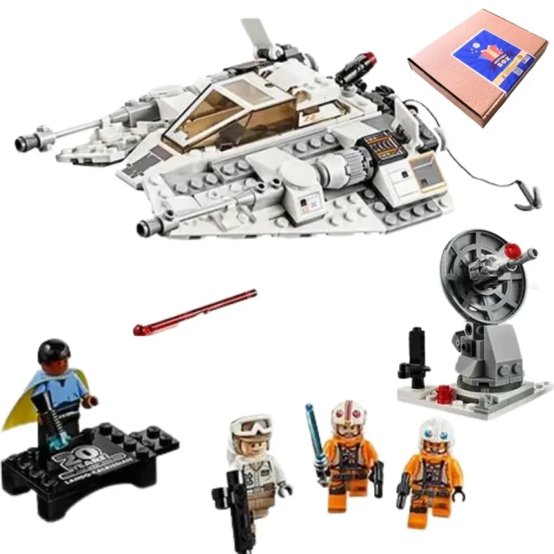 Coleção Star Wars Snowspeeder Nave com Canhão Antiaéreo e 4 Personagens - 333 peças blocos de montar Lets Go Toys
