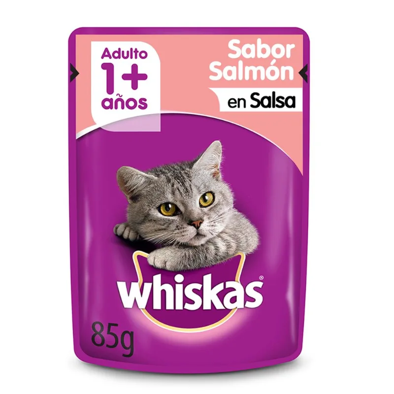 POUCH WHISKAS SALMON EN SALSA X 85 GRS ADULTO