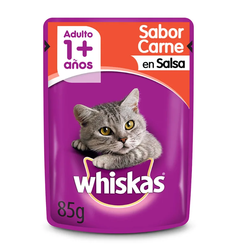 POUCH WHISKAS CARNE TIERNA EN SALSA X 85 GRS