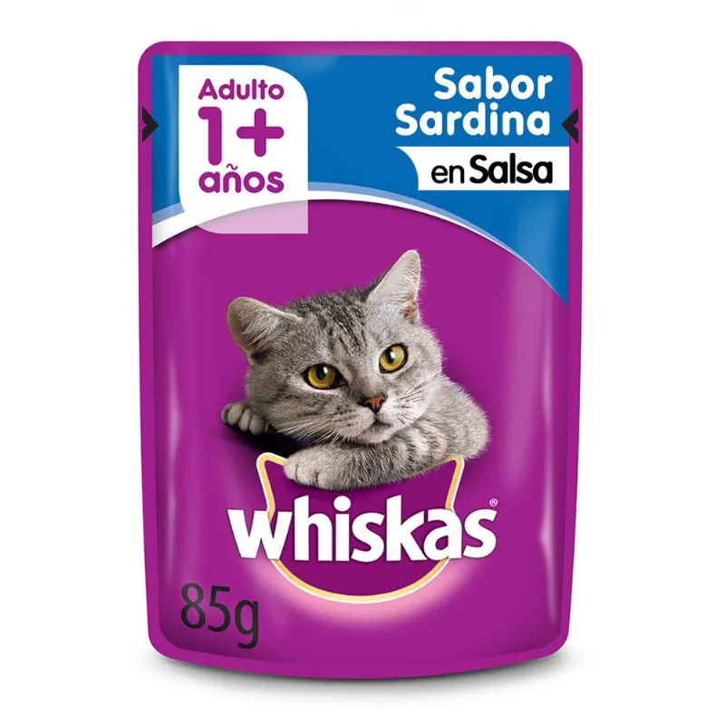 POUCH WHISKAS SARDINA EN SALSA 85 GRS