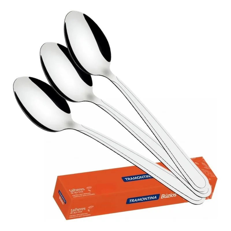 Kit 12 Colher Mesa Búzios Em Aço Inox Tramontina Resistente