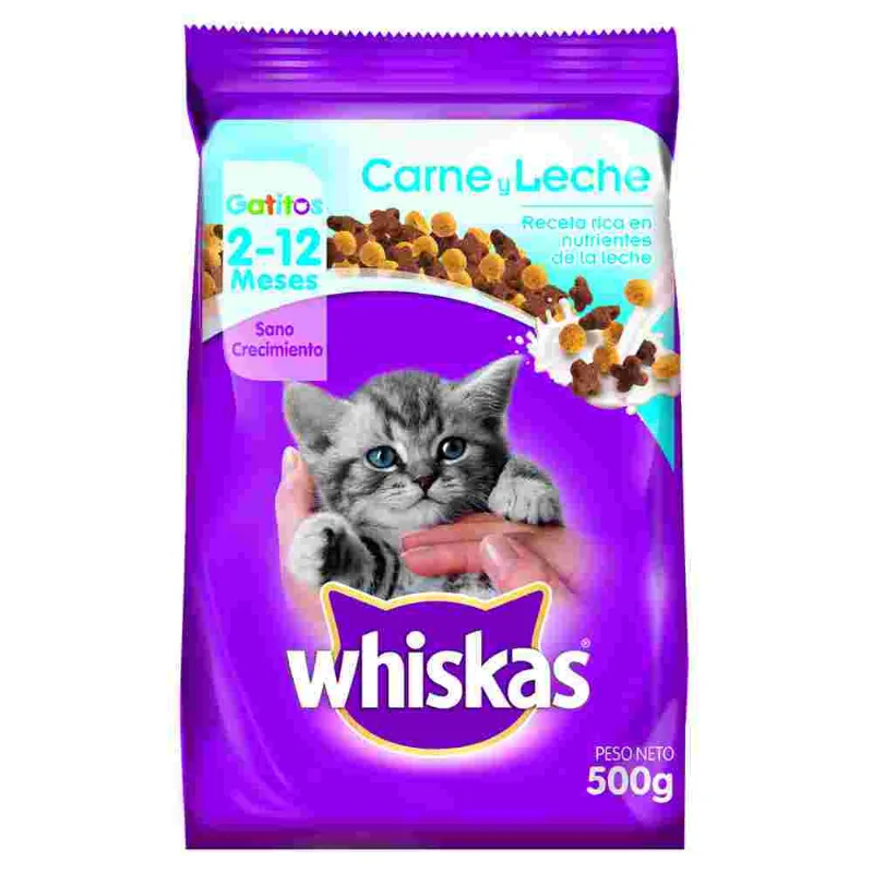 Alimento Para Gatos Whiskas Carne Y Leche 500 Gr