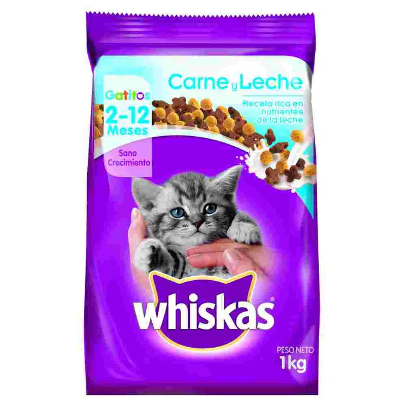 Alimento Para Gatos Whiskas Carne Y Leche 1 Kg