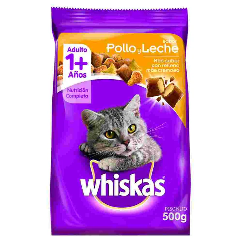 Alimento Para Gatos Whiskas Pollo Y Leche 500 Gr