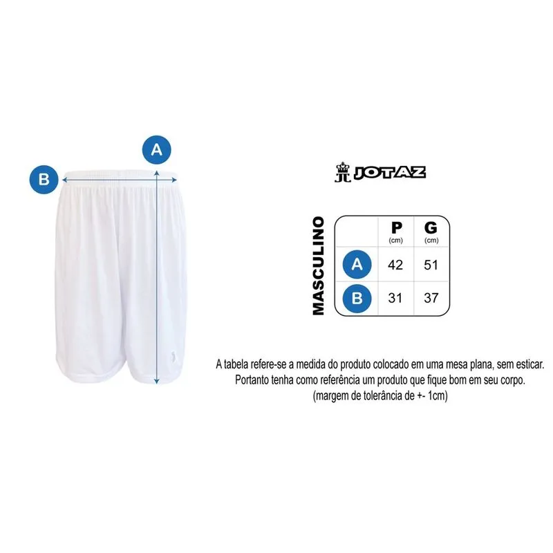Calção de Futebol Short Corrida Masculino Branco - jotaz