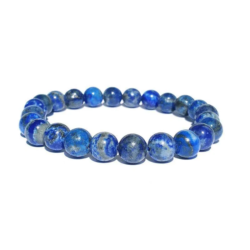 Pulseira De Pedra Lapís Lazuli Natural Esfera De 8 Mm