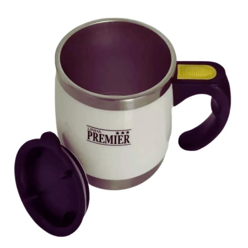 Caneca Mixer Misturador Aço Inox Pilha 400ml Copo Isotérmico