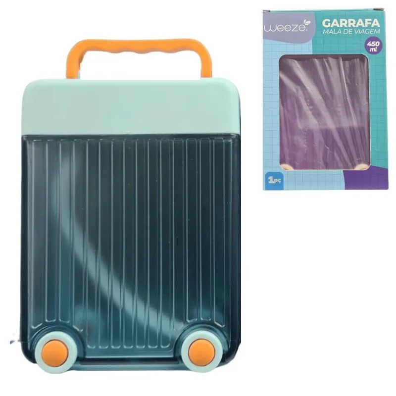 Squeeze Infantil Garrafa Água 450ml Formato Mala De Viagem