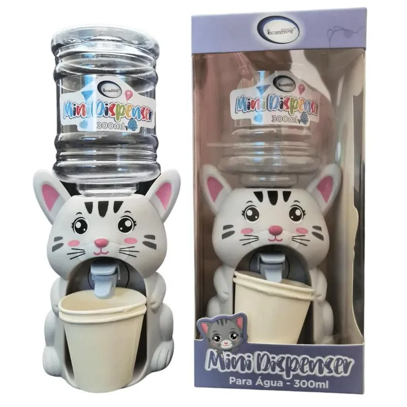 Mini Dispenser Bebedouro Bombona Para Água Suco 300ml Gato