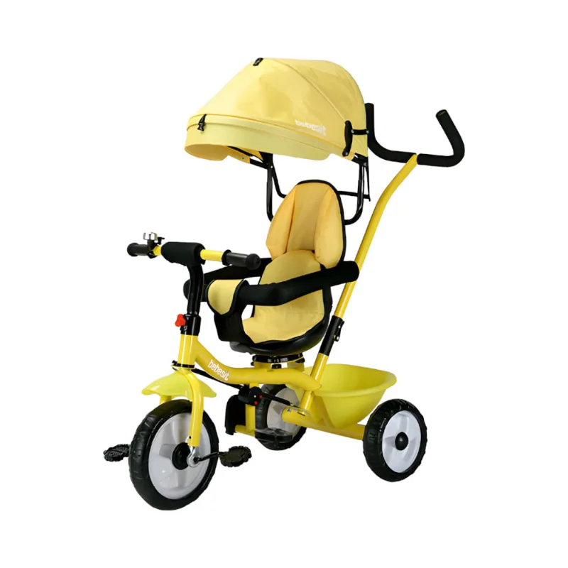 Triciclo con Manija Direccional Giratorio 360 Canasto Amarillo