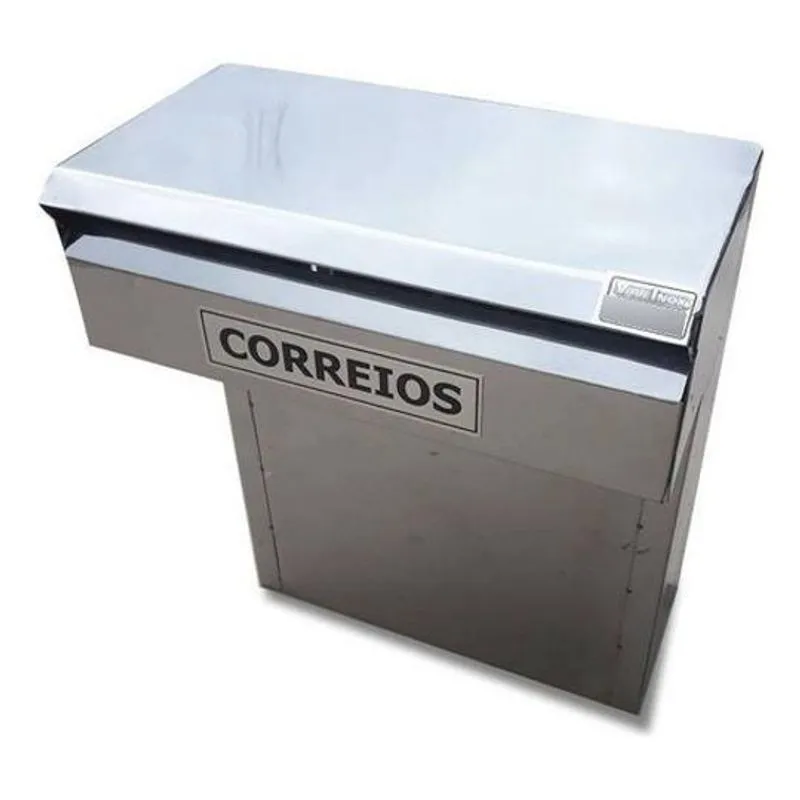 Caixa Correio Inox Mod L Com Pescoço 4cm Para Porta De Madeira