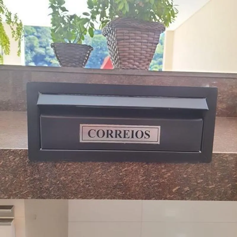 Caixa De Aço Inox Preto Fosco Para Embutir Muro - 10x30x23cm