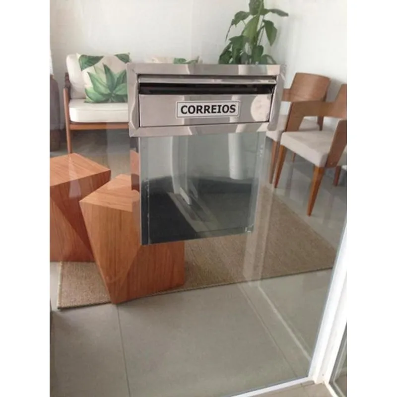 Caixa De Correio Inox 304 Modelo L Para Vidro