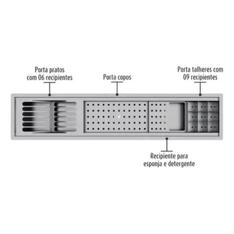 Calha Canal Organizador Escorredor Embutir Úmida Inox 90cm