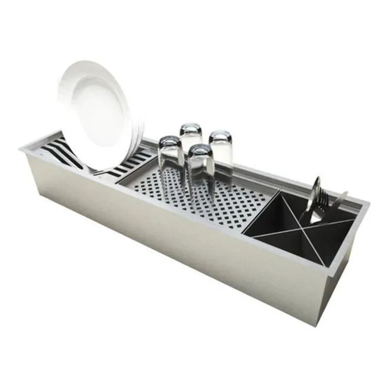 Calha Inox Embutida Em Pia Umida De Cozinha Bancada 77,5 Cm