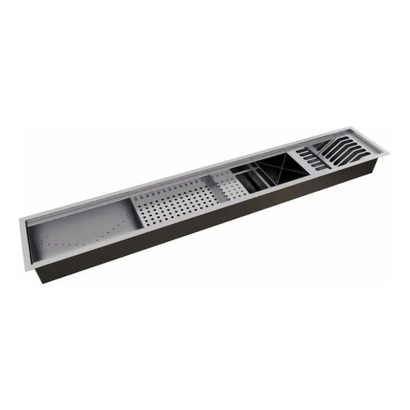 Calha Úmida Canal Equipado Inox Escorredor Embutido Cozinha