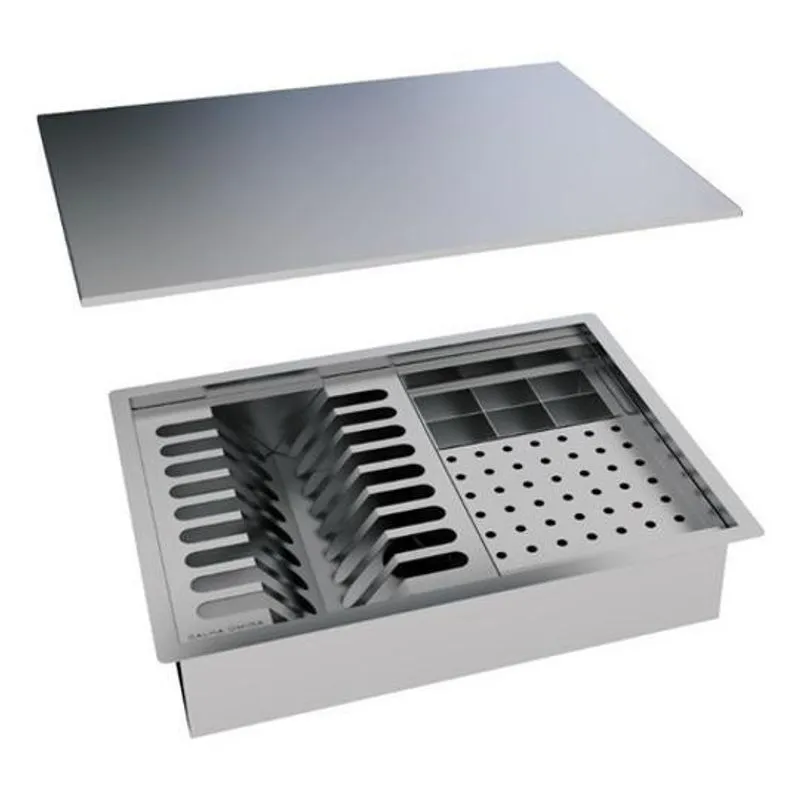 Calha Úmida Quadrada Canal Equipado Escorredor Louça Inox