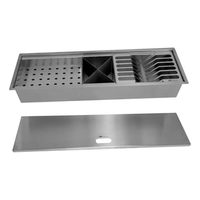 Canal Organizador + Tampa Calha Cozinha Úmido Aço 304