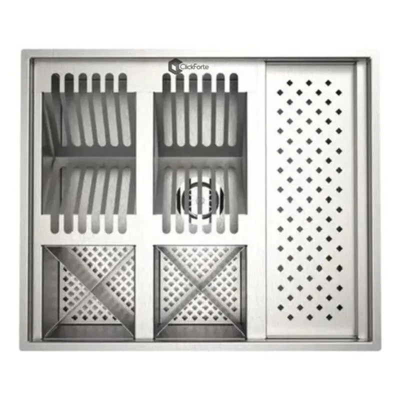 Canal Organizador Calha Pia Úmida Inox Quadrada Para Cozinha