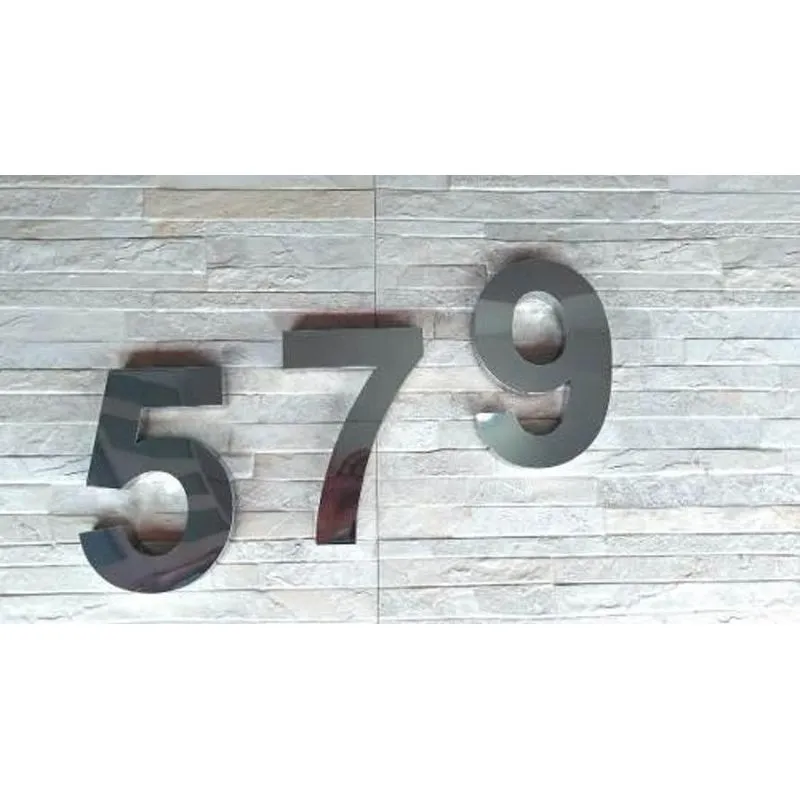 Kit 2 Números Residenciais Em Aço Inox 20cm 3d Caixa Alta
