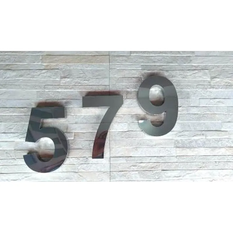 Kit 2 Números Residenciais Em Aço Inox 60cm 3d Caixa Alta