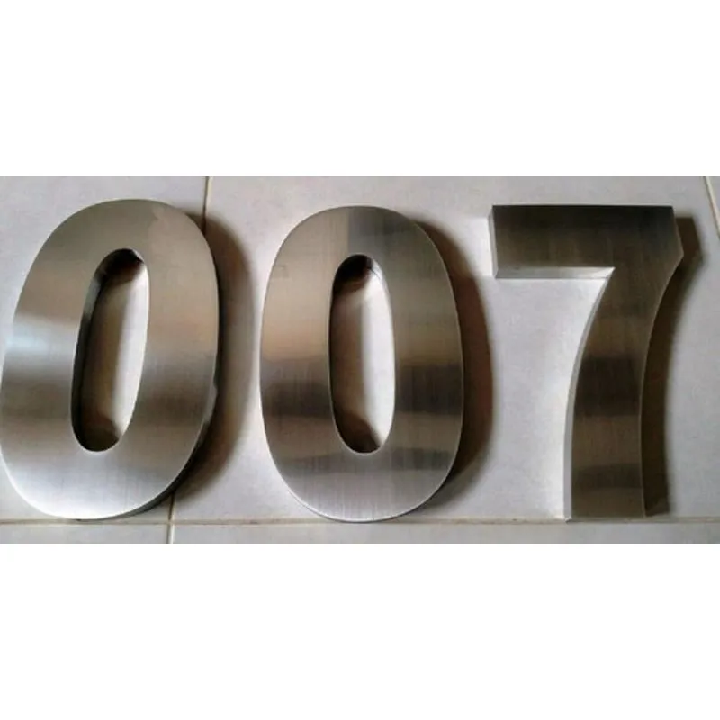 Kit 3 Números Residenciais 25 Cm Inox Escovado Caixa Alta