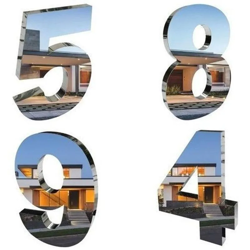 Kit 3 Números Residenciais Em Aço Inox 20cm 3d Caixa Alta